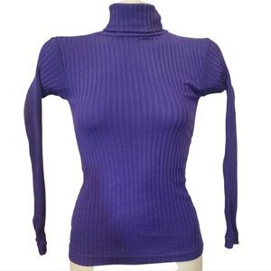 Vintage 90s Bonjour Purple‎ Ribbed Turtleneck Sweater Size Small